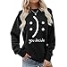 BLACKMYTH Women Round Neck Sweaters Graphic Cute Pullover Long Sleeve Funny Sweatshirts Black Small