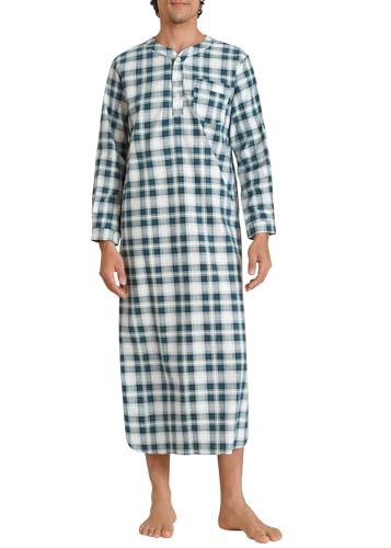 Latuza Men's Long Nightgown Cotton Flannel Nightshirts for Sleeping