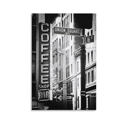 New York Manhattan Union Square Coffee Shop Bar Logo Poster