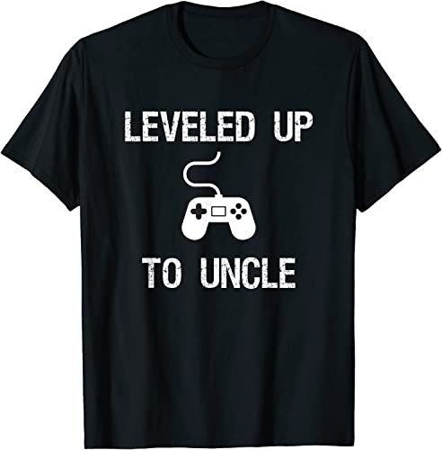 PLNSSCS Mens Levelled Up to Uncle Funny Pregnancy Announcement Tshirt T-Shirt Black(Medium)