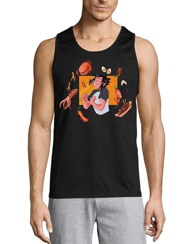 Camiseta sin mangas de algodón Anime 125 negro contra el calor de hombre