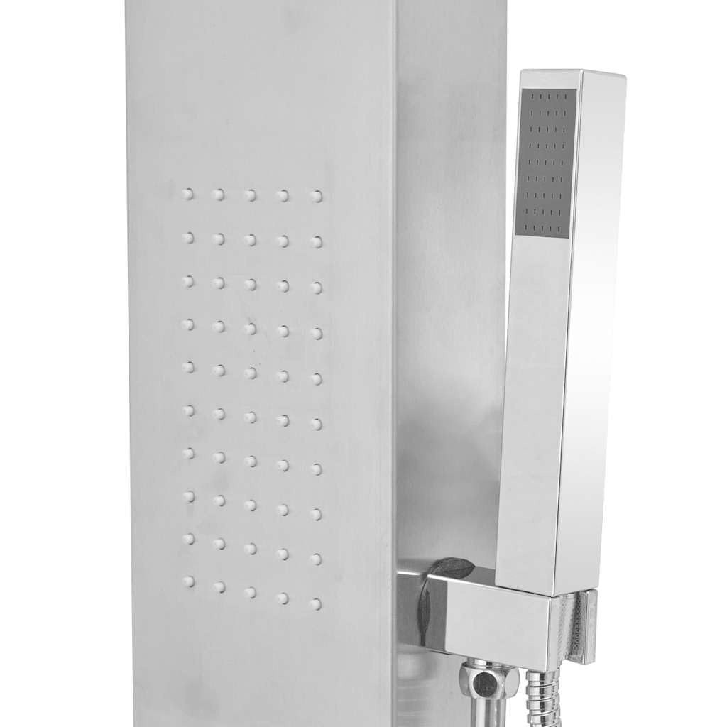 Sistema di pannello doccia in acciaio inox, quadrato, con 4 modalità, doccia a pioggia, getti massaggianti, doccetta regolabile per bagno, montaggio a parete, benessere, relax, pulizia