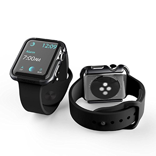 X-Doria 38mm Watch Case Premium Aluminum and TPU Bumper Frame (Charcoal) - Compatible with Watch Series 1, Series 2, Series 3 and Nike+