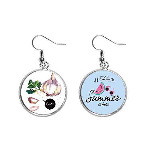 Pendientes de sandía con diseño de verduras sabrosas estilo acuarela