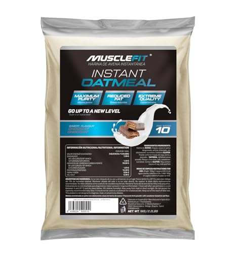 MuscleFit Harina de Avena Integral | 1kg de Avena Molida | Sabor ChocoKit | Oatmeal | Bajo en grasas