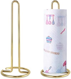 Paper Towel Holder Akamino Standing Paper Towel Roll Rack with Weighted Base for Kitchen Countertop Dining Room Table, Gold