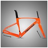 Cuadro de bicicleta de grava de carbono 700c Cuadro de bicicleta de carretera 45/48/51/21.3 in Juego de cuadro de freno de disco ligero Eje pasante F12x100 mm/R12x142 mm Enrutamiento interno (naranja,
