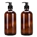Cabilock 2 Stücke Pumpflasche Braun Glas Pumpspender Leer Nachfüllbar Pumpseifenspender Reinigung Flüssigkeiten Pumpe Flasche für Küche Bad 500ml