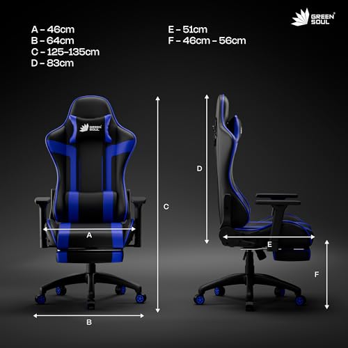 Green Soul Raptor Pro Racing Edition Gaming Chair Black Blue - Image 3