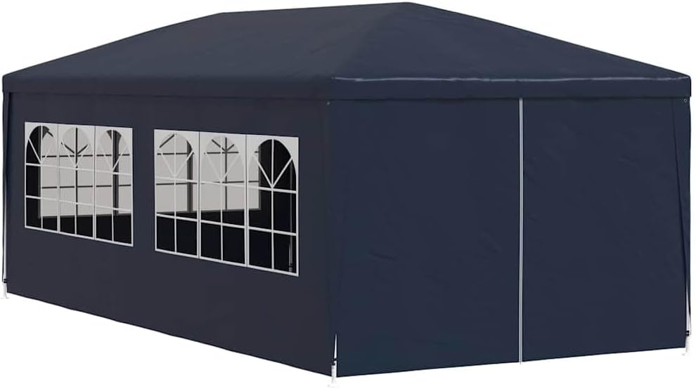vidaXL Outdoor Canopy Party Tent 118.1" x 236.2", UV & Water-Resistant PE, Rust-Resistant Steel Frame, Windows & Zippered Door, Perfect Tent for Garden Parties & Backyard Events, Blue