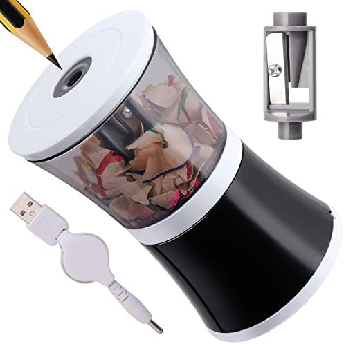 NiOffice Electric Pencil Sharpener, USB and Battery-Operated Large Pencil Sharpener for 6.5-8mm Pencils, Sharpens Fast Suitable for No. 2 Pencils Colored Pencils Portable for School Classroom (Black)