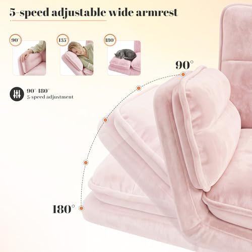 Image of DurayLoly Criss Cross Chair, Flip-Up Arms & Adjustable Height | Velvet, Thick Foam Seat,360 Swivel, Rolling Wheels, for Home Office, Bedroom, Makeup Room, Pink.