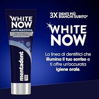 Mentadent Dentifricio White Now Anti-macchia, Dentifricio Sbiancante con White-Correct e White-Infinity Technology, 2x75ml