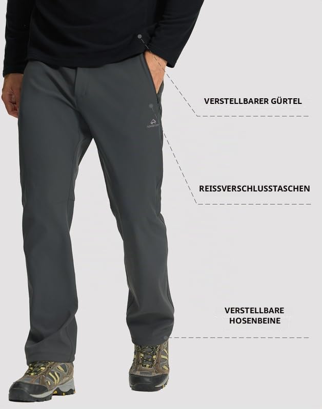 Pioneer Camp Wanderhose Herren Outdoor Trekkinghose 4-Wege Stretch Wasserabweisend Atmungsaktiv Schnell Trocknend Hose mit Reißverschluss für Klettern Bergsteigen