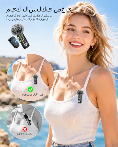 Gicorino Wireless Mini Microphones for iPhone, Android & iPad, Upgraded Lavalier Mic with AI Noise Reduction & LED Digital Display, Magnetic Mics for Video Recording Vlogging YouTube Podcast Interview