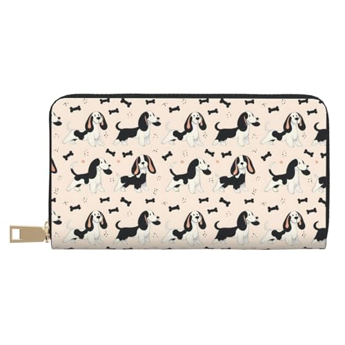 Leather Thin Slim Wallets for Women Men - Fashion Cartoon Cute Dog Print Card Wallet Holder with Zipper