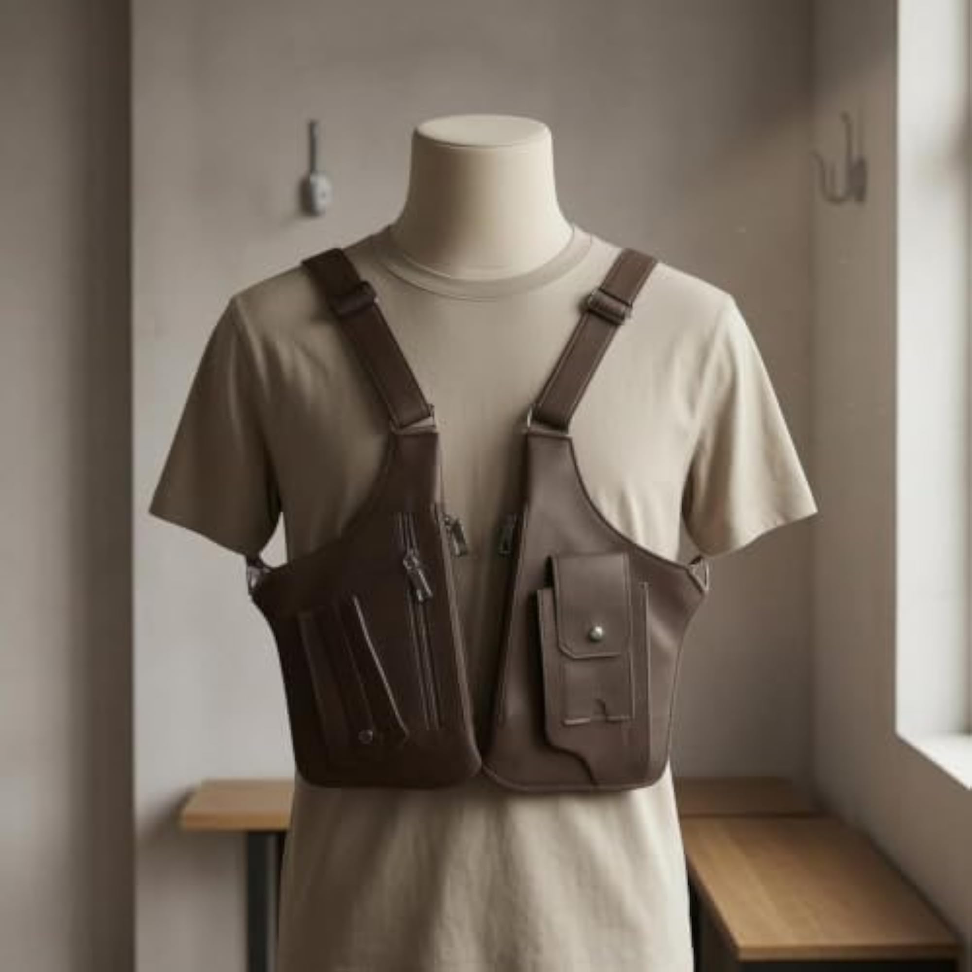Structured Body Underarm Bag with Metal Zippers, Emerald Green