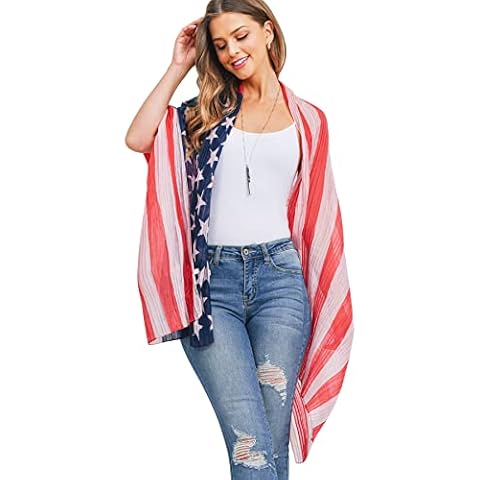 American Flag Kimono Cardigan for Women Cover