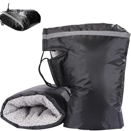 Ayucanpeng Gants de Guidon de Moto, Imperméables Thermique Polaire Gants de Guidon,avec Bandes réfléchissantes,Chauds pour l'hiver Thermiques, Coupe-Vent, pour Moto et Scooter