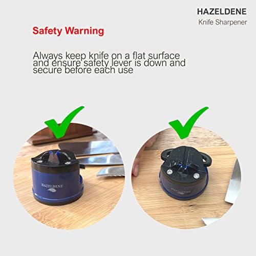 Hazeldene Knife Sharpener, Knife Sharpeners Professional, Safe Manual Sharpening Tool Safety Grip, Blue