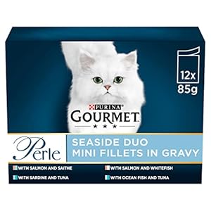 Gourmet Perle Seaside Duo in Gravy Wet Cat Food 12x85G, Pack of 4