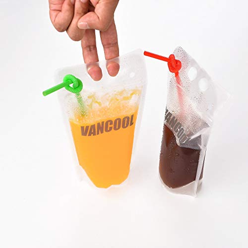 70 STKS Clear Drink Zakjes Tassen Sap Verzegelde Zak Heavy Duty Hand-held Doorschijnbare Rits Plastic Zakken Drinkzakken met 70 STKS Kleurrijke Rieten - Image 4