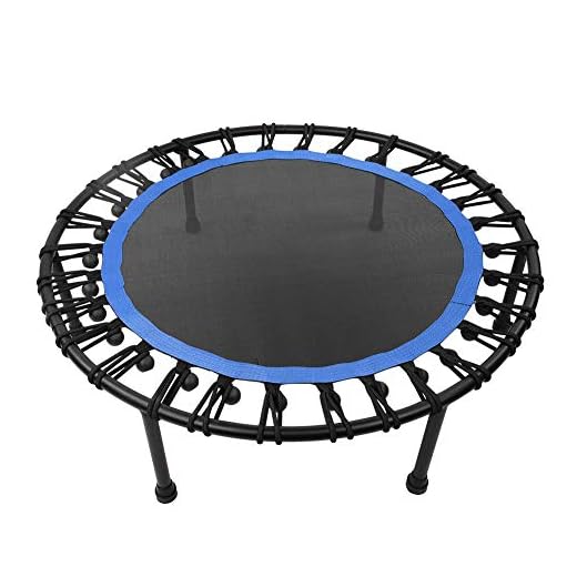 Inomhus studsmatta Ø 101 cm, vuxna barn elastisk studsmatta för gym, hem och gym, lastkapacitet: 150 kg, tjockare fotplatta design, stark stabilitet (blå)