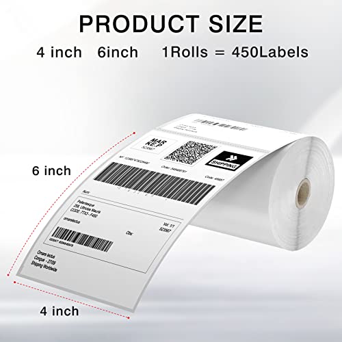 4"X6" (4 Rolls) Bestiker Direct Thermal Shipping Labels Compatible With Zebra, Fargo, Elton, Datamax, Sato, Intermec, Nex, Thermal Printer Labels Sticker Paper With Perforated, 450 Labels/Roll #TOP1