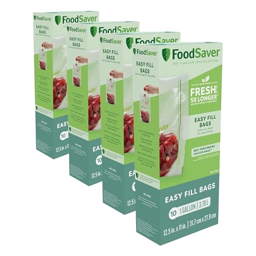 Image of FoodSaver Easy Fill 1-Gallon Vacuum Sealer Bags | Commercial Grade and Reusable | 10 Count (Pack of 4)