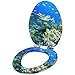 Elongated Toilet Seat sea turtle Resin Toilet Seat with Quietly Close Quick Release Hinges Decorative Toilet Seat with Cover Easy to Clean and Install Ocean Beach Theme Decor