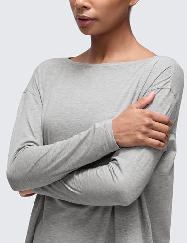 Image of CRZ YOGA Long Sleeve Workout Shirts for Women Loose Fit-Pima Cotton Yoga Shirts Casual Fall Tops Shirts