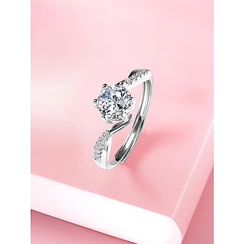 Plated Cubic Zirconia Studded Solitaire Adjustable Finger Ring, Stylish Jewellery