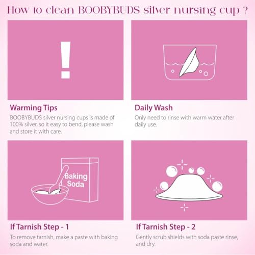 Image of The Original Silver Nursing Cups - Nipple Shields for Nursing Newborns - 999 Silver - Universal Fit - Nipple Comfort Cups for Breastfeeding (Silver Silicone, Regular)