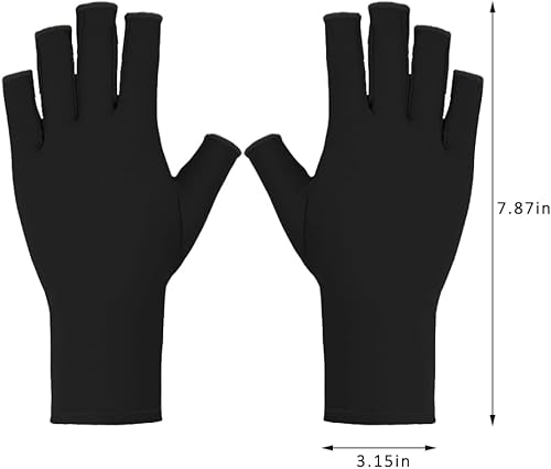 Miniatura 5 de Alainzeo 2 pares de guantes UV para uñas, guantes UV de alta calidad para lámpara de uñas, guantes profesionales anti UV sin dedos, lámpara de uñas