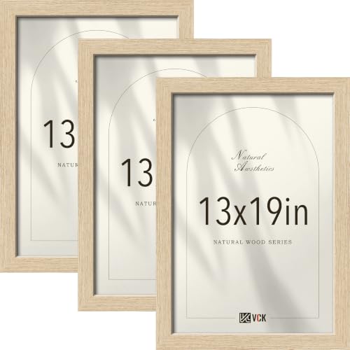 VCK 13x19 Picture Frame Set of 3, Natural Oak Woodgrain, Wall Hanging