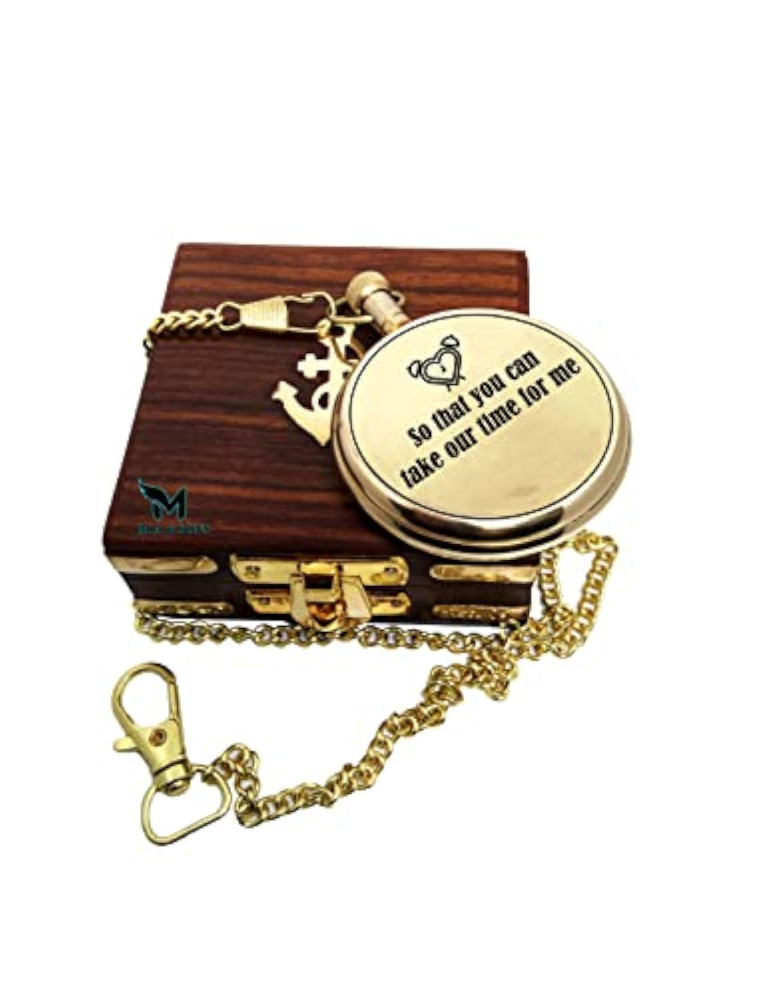 COMPASS Unisex Brass Pocket Analog Watch with Chain