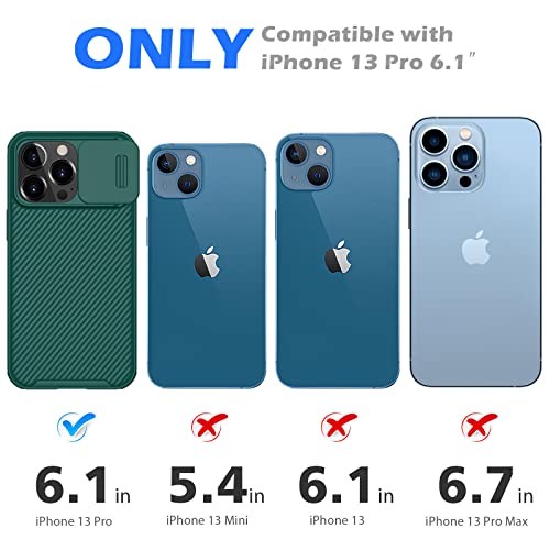 Image of imluckies Compatible with 6.1 inch iPhone 13 Pro Case with Slide Camera Cover, [Back Hard PC & Soft Bumper], Slim Protective & Full Camera Protection Scratch-Resistant Case (Green)