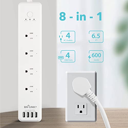Bn-Link Smart Power Strip Compatible With Alexa Google Home, Smart Plug Wifi Outlets Surge Protector With 4 Usb 4 Charging Port Multi Plug Extender,15A #TOP1