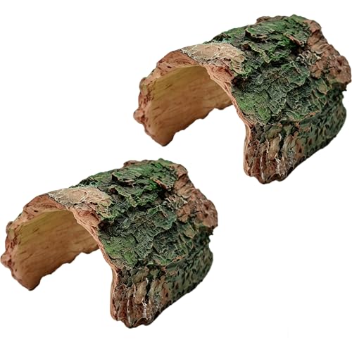 Image of Tfwadmx Betta Log 2 Pack Resin Hollow Tree Trunk Ornament Reptile Hideout Aquarium Cave Ornament Terrarium Tank Decoration for Fish Shrimp or Small Reptile Turtle Tarantula Spider Hermit Crab