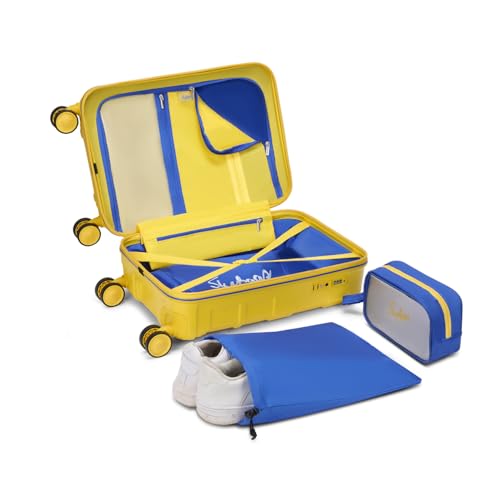 Image of Skybags Whistle Podu Cabin Trolley Bag 55cm | Small | Hard Luggage | Official CSK Edition 8-Wheel Suitcase | TSA Lock with Anti-Theft Zipper | Polycarbonate | 3 Years Warranty - Unisex (Yellow)