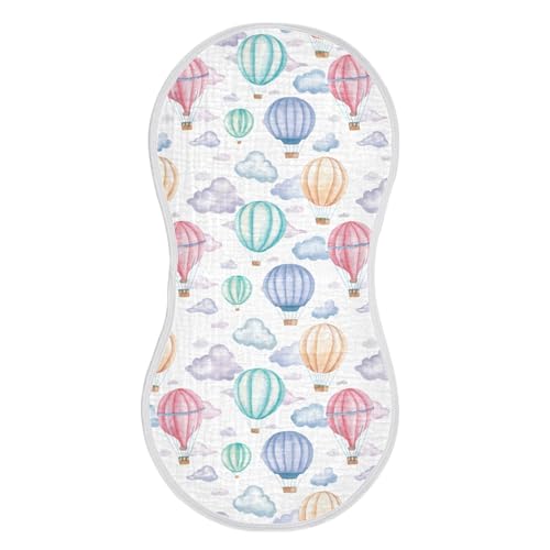 xigua Hot Air Balloons Muslin Baby Burp Cloths Set of 1, Super Soft & Absorbent Burping Rags, Cotton Burp Clothes Shower Gift for Newborn, Baby Girls and Boys