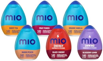 Mio Water Enhancement Variety Pack Includes Blueberry Lemon, Black Cherry, Orange Tangerine, Fruit Punch, Mango Peach and Sweet Tea 1.62 Fl Oz each (Pack of 6)