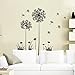 Stickers muraux muraux en vinyle Motif pissenlit Noir