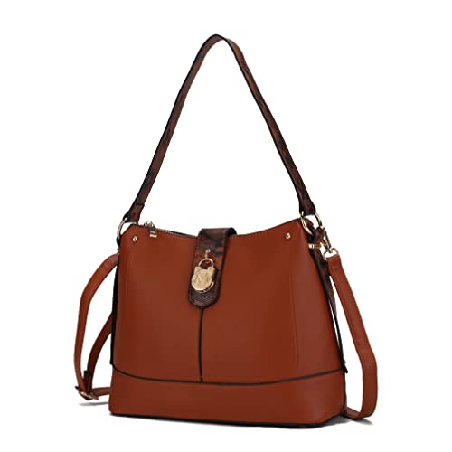 Image of MKF Collection Shoulder Bag for Women, Vegan Leather and Faux Snake Trim, Fashion Hobo Handbag Messenger Purse