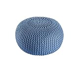 kreatives Wohnen Pouf Premium ø45cm Sitzhocker Strickpouf Innen Terrasse Pool Garten nachhaltig blau - Mallard Blue