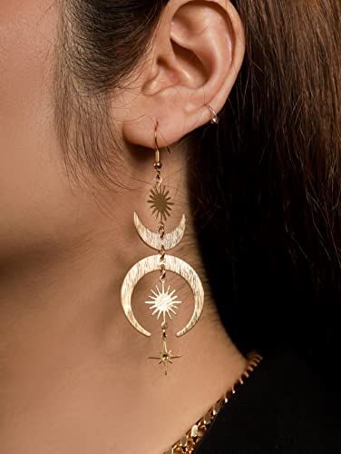 Sacina Celestial Sun Moon Star Earrings Dangle, Gothic Boho Earrings for Women, Boho Jewelry, Christmas Jewelry Gift For Women3