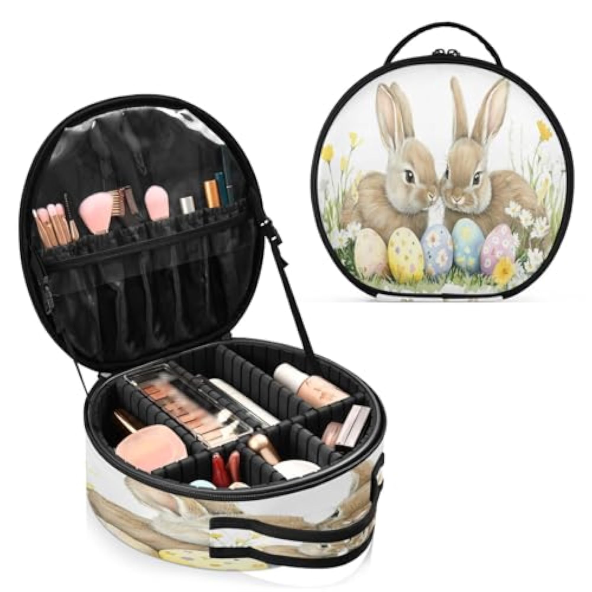 Bunnys Eggs Wildflowers Travel Makeup Case, Portable Organizer