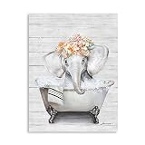 ForJoy Cute Elephant Decor Wall Art:Painting for Children's room,Bedroom,Bathroom Decor Ready to Han