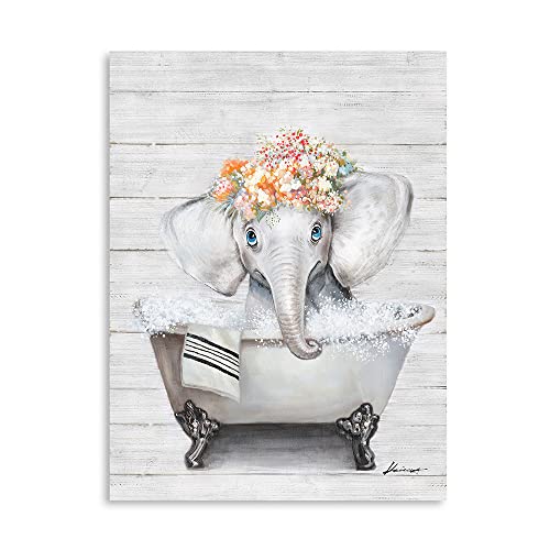 Forjoy Cute Elephant Decor Wall Art:painting For Children's Room,Bedroom,Bathroom Decor Ready To Hang 12X16 Inches #TOP2