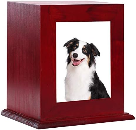 Dog Urns for Ashes, Wood Pet Urn with Photo Frame, Urn for Dogs Ashes, Pets Ashes Box Cremation for Cats Dogs, Dog Ashes Keepsake Box, Memorial Box for Dog Ashes, Animal Urns for Ashes
